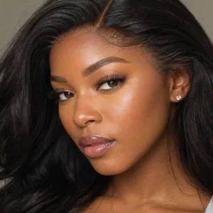 Woman with a natural-looking lace wig and healthy undamaged edges