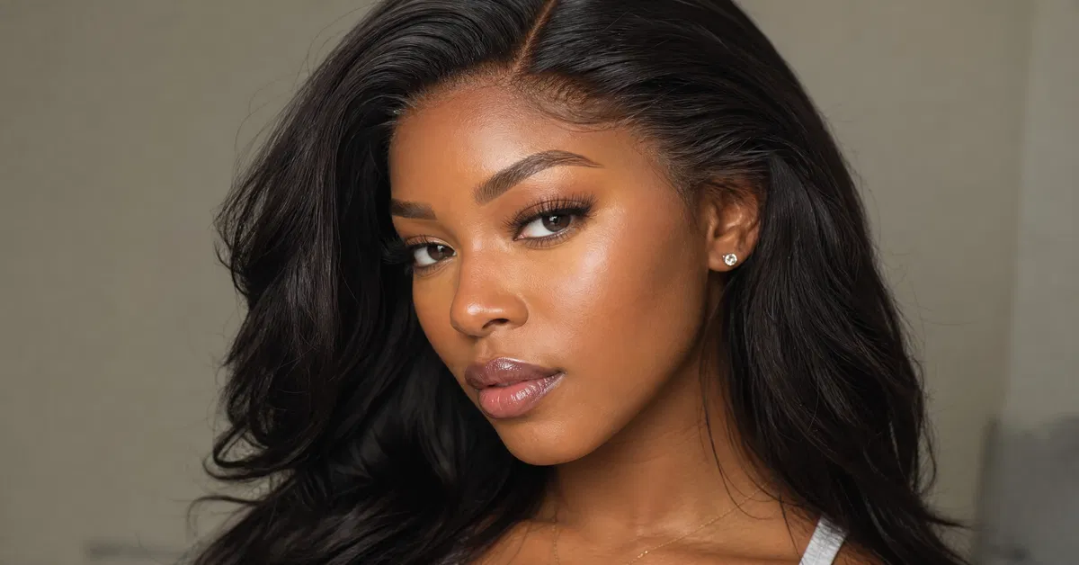 Woman with a natural-looking lace wig and healthy undamaged edges